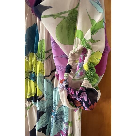 Trina Turk Silvery Floral Tiered Shift Dress Small - Picture 4 of 14